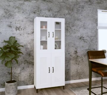 vidaXL Visoka komoda bijela 69,5x34x180 cm konstruirano drvo - cover