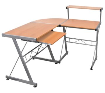 vidaXL Kutni stol za računalo smeđi 132x112x99 cm konstruirano drvo - cover