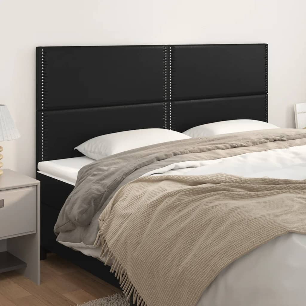 vidaXL Uzglavlje 4 kom crni 90x5x78/88 cm od umjetne kože - cover