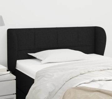 vidaXL Uzglavlje s ušima crno 93x23x78/88 cm od tkanine - cover