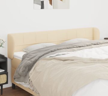 vidaXL Uzglavlje s ušima krem 183x23x78/88 cm od tkanine - cover