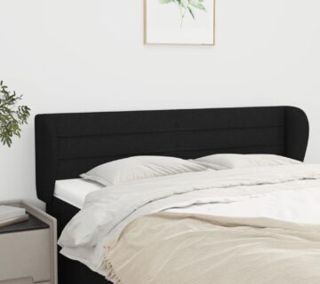 vidaXL Uzglavlje s ušima crno 147x23x78/88 cm od tkanine - cover