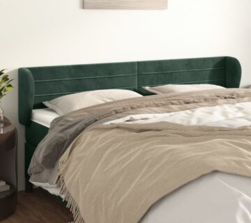 vidaXL Uzglavlje s ušima tamnozeleno 163x23x78/88 cm baršunasto - cover