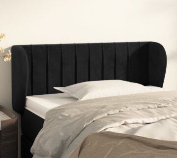 vidaXL Uzglavlje s ušima crno 103x23x78/88 cm baršunasto - cover