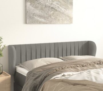 vidaXL Uzglavlje s ušima svjetlosivo 147x23x78/88 cm baršunasto - cover