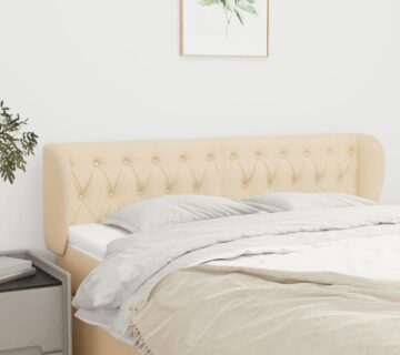 vidaXL Uzglavlje s ušima krem 163x23x78/88 cm od tkanine - cover