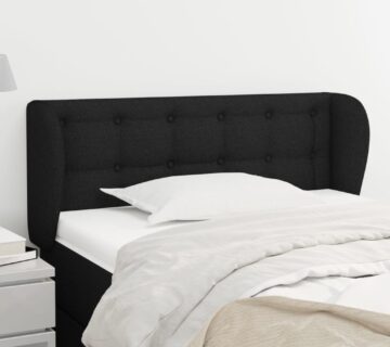 vidaXL Uzglavlje s ušima crno 83x23x78/88 cm od tkanine - cover
