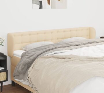 vidaXL Uzglavlje s ušima krem 163x23x78/88 cm od tkanine - cover