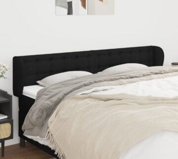 vidaXL Uzglavlje s ušima crno 183x23x78/88 cm od tkanine - cover