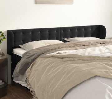 vidaXL Uzglavlje s ušima crno 203x23x78/88 cm baršunasto - cover