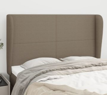 vidaXL Uzglavlje s ušima smeđesivo 147x23x118/128 cm od tkanine - cover