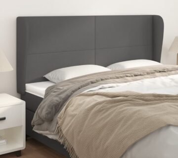 vidaXL Uzglavlje s ušima sivo 163x23x118/128 cm od umjetne kože - cover