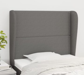 vidaXL Uzglavlje s ušima tamnosivo 103x23x118/128 cm od tkanine - cover
