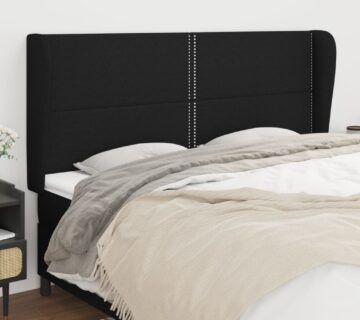 vidaXL Uzglavlje s ušima crno 163x23x118/128 cm od tkanine - cover