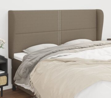 vidaXL Uzglavlje s ušima smeđesivo 163x23x118/128 cm od tkanine - cover