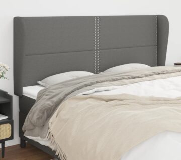 vidaXL Uzglavlje s ušima tamnosivo 203x23x118/128 cm od tkanine - cover