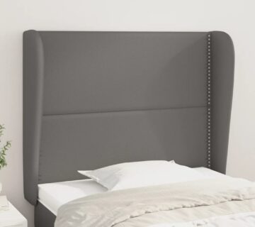 vidaXL Uzglavlje s ušima sivo 93x23x118/128 cm od umjetne kože - cover