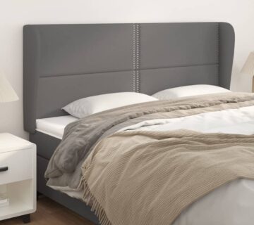 vidaXL Uzglavlje s ušima sivo 203x23x118/128 cm od umjetne kože - cover