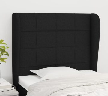 vidaXL Uzglavlje s ušima crno 93x23x118/128 cm od tkanine - cover