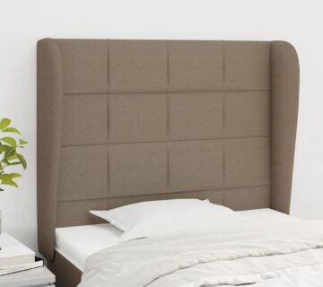 vidaXL Uzglavlje s ušima smeđesivo 93x23x118/128 cm od tkanine - cover