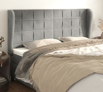 vidaXL Uzglavlje s ušima svjetlosivo 163x23x118/128 cm obaršunasti - cover