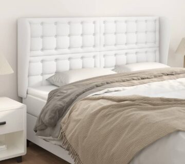 vidaXL Uzglavlje s ušima bijelo 183x23x118/128 cm od umjetne kože - cover