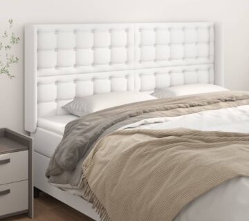 vidaXL Uzglavlje s ušima bijelo 183x16x118/128 cm od umjetne kože - cover