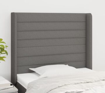 vidaXL Uzglavlje s ušima tamnosivo 83x16x118/128 cm od tkanine - cover