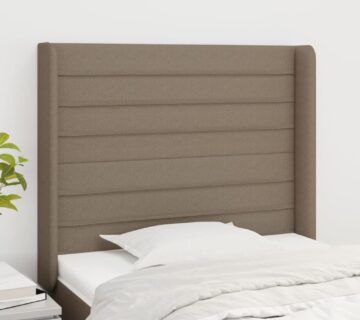 vidaXL Uzglavlje s ušima smeđesivi 93x16x118/128 cm od tkanine - cover