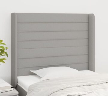vidaXL Uzglavlje s ušima svjetlosivo 103x16x118/128 cm od tkanine - cover