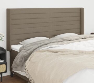 vidaXL Uzglavlje s ušima smeđesivo 203x16x118/128 cm od tkanine - cover