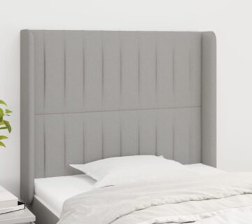 vidaXL Uzglavlje s ušima svjetlosivo 93x16x118/128 cm od tkanine - cover