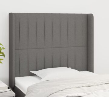 vidaXL Uzglavlje s ušima tamnosivo 103x16x118/128 cm od tkanine - cover