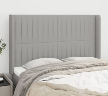 vidaXL Uzglavlje s ušima svjetlosivo 147x16x118/128 cm od tkanine - cover