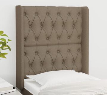 vidaXL Uzglavlje s ušima smeđesivo 83x16x118/128 cm od tkanine - cover