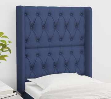 vidaXL Uzglavlje s ušima plavi 83x16x118/128 cm od tkanine - cover