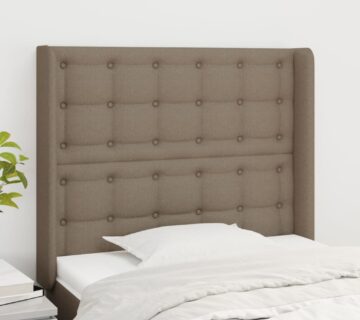 vidaXL Uzglavlje s ušima smeđesivi 103x16x118/128 cm od tkanine - cover