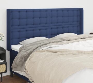 vidaXL Uzglavlje s ušima plavi 183x16x118/128 cm od tkanine - cover