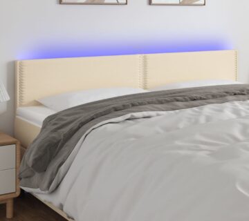 vidaXL LED uzglavlje krem 180x5x78/88 cm od tkanine - cover