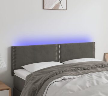 vidaXL LED uzglavlje tamnosivo 144x5x78/88 cm baršunasto - cover