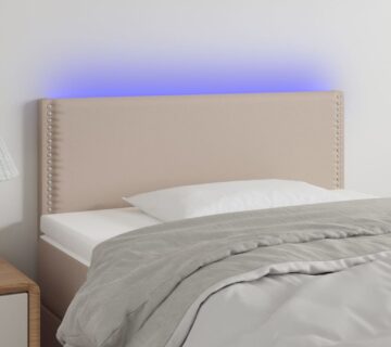 vidaXL LED uzglavlje boja cappuccina 100 x 5 x 78/88cm od umjetne kože - cover