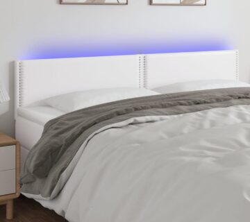 vidaXL LED uzglavlje bijelo 180 x 5 x 78/88 cm od umjetne kože - cover