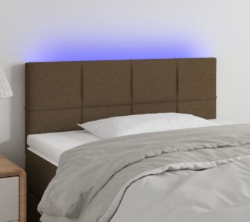 vidaXL LED uzglavlje tamnosmeđe 80 x 5 x 78/88 cm od tkanine - cover