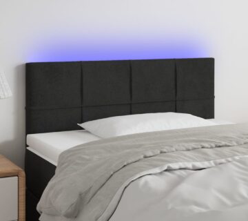 vidaXL LED uzglavlje crno 80 x 5 x 78/88 cm baršunasto - cover
