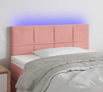 vidaXL LED uzglavlje ružičasto 100x5x78/88 cm baršunasto - cover