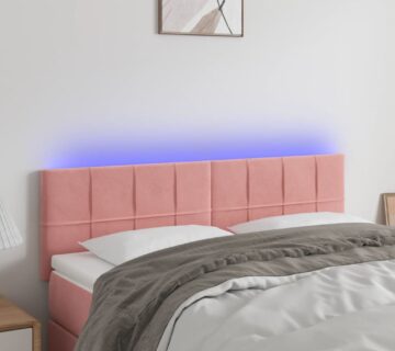 vidaXL LED uzglavlje ružičasto 144x5x78/88 cm baršunasto - cover