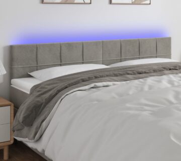 vidaXL LED uzglavlje svjetlosivo 200x5x78/88 cm baršunasto - cover