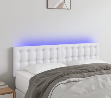 vidaXL LED uzglavlje bijelo 144 x 5 x 78/88 cm od umjetne kože - cover