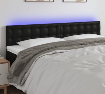 vidaXL LED uzglavlje crno 160 x 5 x 78/88 cm od umjetne kože - cover