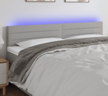 vidaXL LED uzglavlje svjetlosivo 200x5x78/88 cm od tkanine - cover